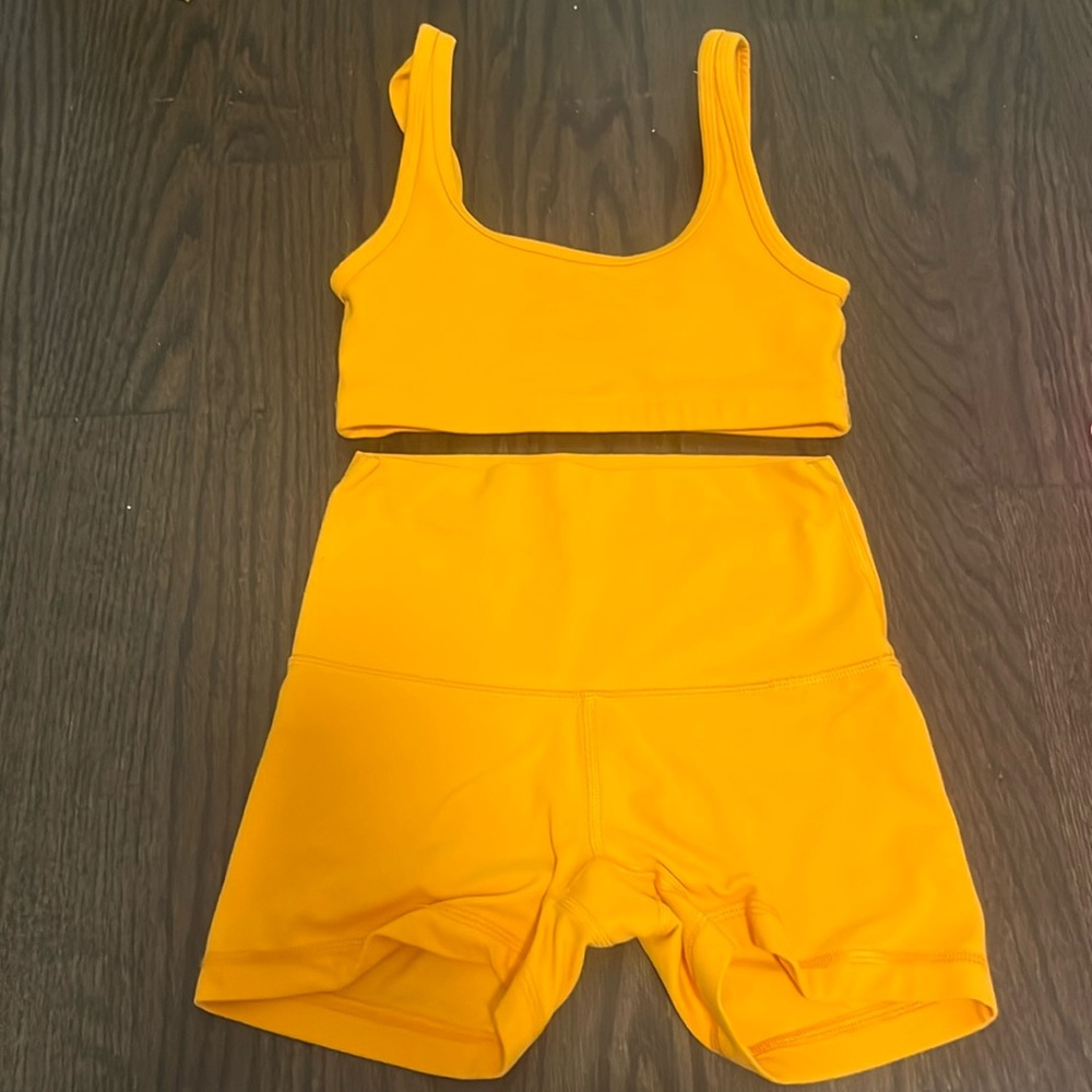 Orange Aritzia workout set